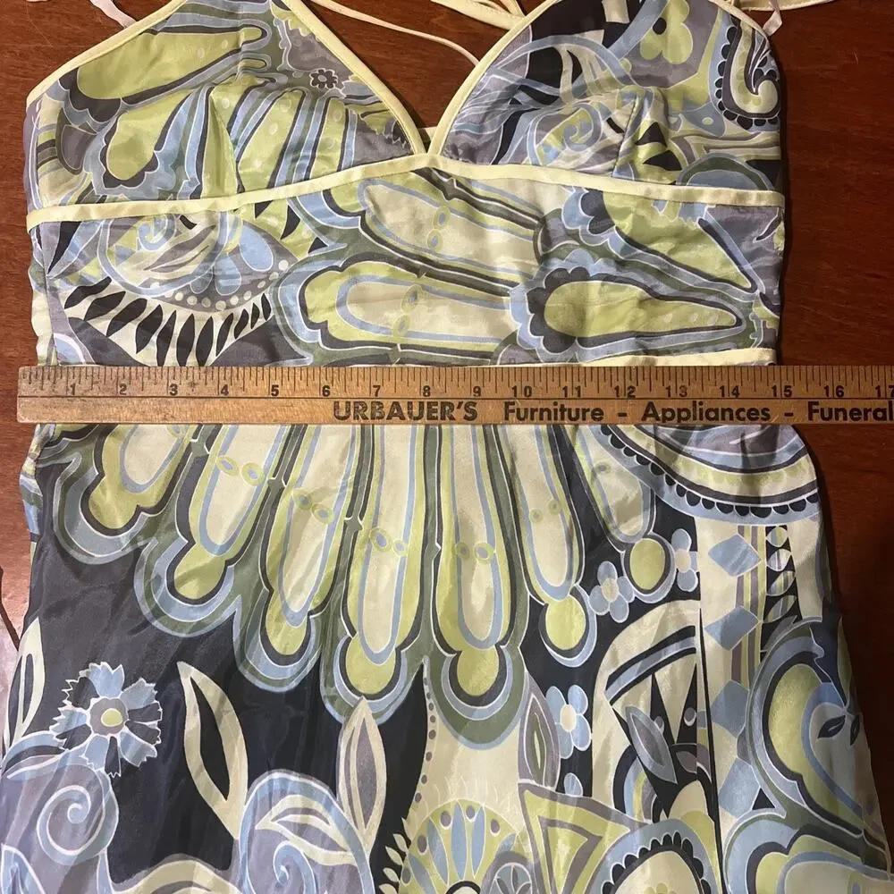 Nell Couture Vintage Satin Y2K Halter Dress Summer Party Size 6 Cocktail Wedding